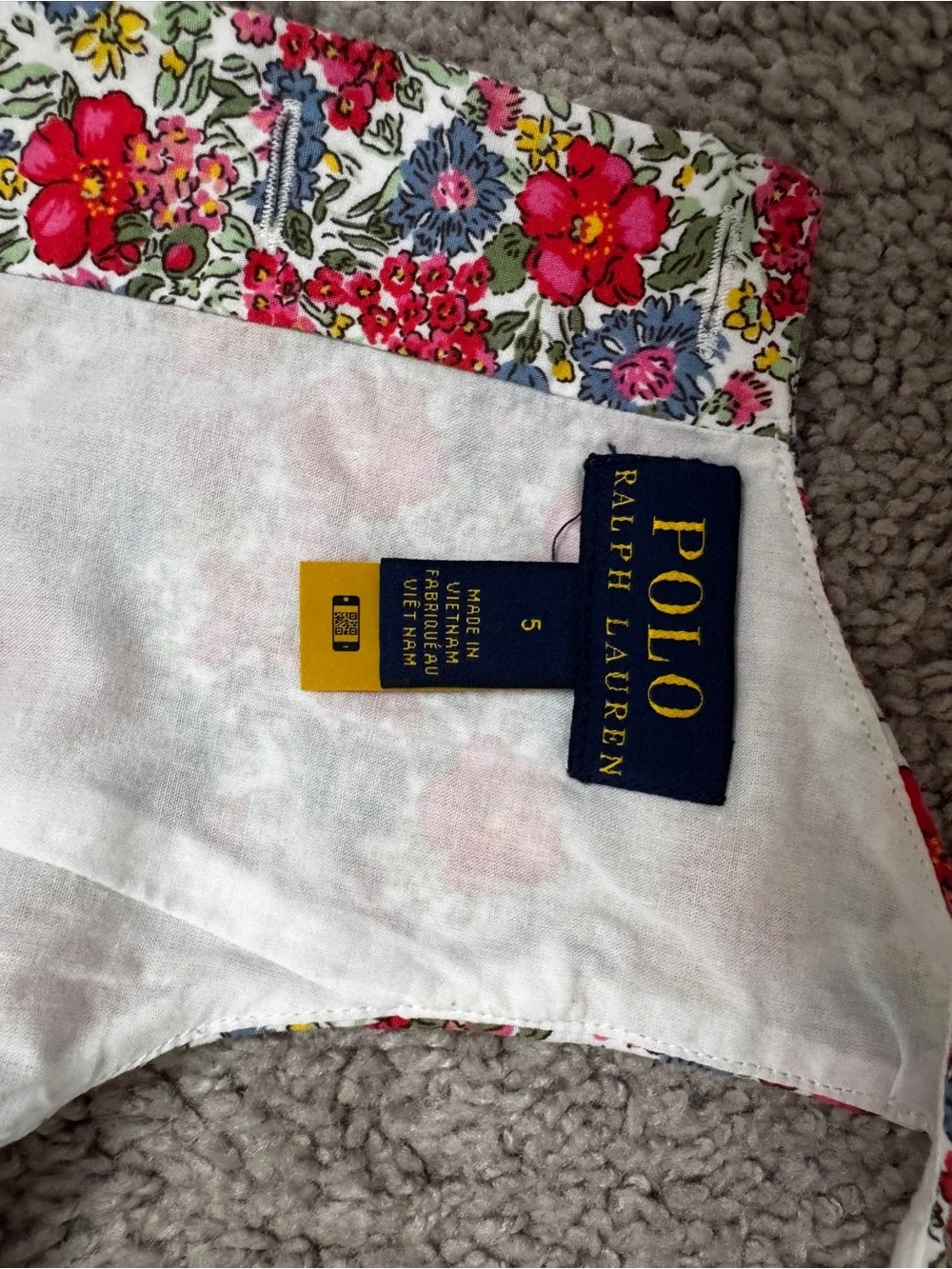 Polo by Ralph Lauren Floral Red, Blue and Green Party Dress